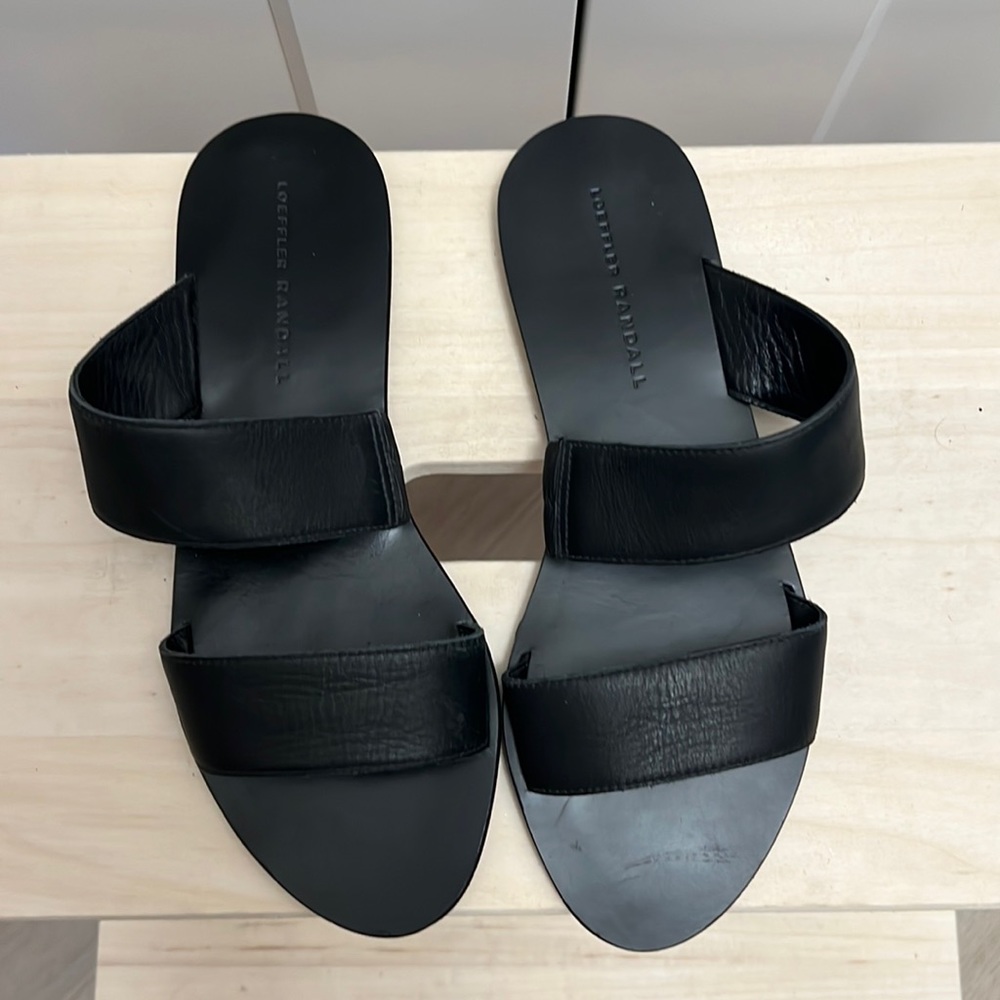 Loeffler Randall black leather sandals